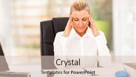  Presentation with female office graphics - Presentation theme with doctor touching senior patients arm before blood test background and a dark gray colored foreground