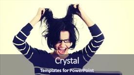  Presentation with laptop - Presentation theme consisting of job stress - frustrated woman working on laptop background and a navy blue colored foreground