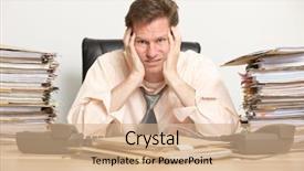  Presentation with treasure map aged rope - Slide deck consisting of job stress - middle aged businessman in his background and a coral colored foreground