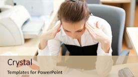  Presentation with office life - Theme consisting of job stress - office life tired young woman background and a coral colored foreground