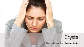  Presentation with tired - PPT theme with job stress - tired woman sitting background and a light gray colored foreground