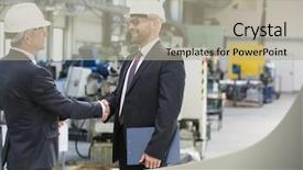  Presentation with job training - Amazing PPT layouts having job training - businessmen shaking hands in metal backdrop and a mint green colored foreground