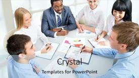  Presentation with group of people praying to god - Colorful PPT theme enhanced with job training - group of happy business people backdrop and a  colored foreground