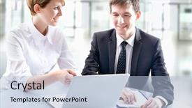  Presentation with job training - PPT layouts with job training - young business people discuss background and a  colored foreground