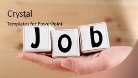  Presentation with job - Slides enhanced with job word spelled with wooden background and a coral colored foreground