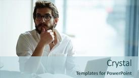  Presentation with young man holdng laptop on lap money - Slide deck enhanced with jobless - pensive man with notepad background and a sky blue colored foreground