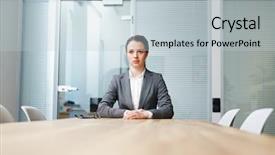  Presentation with questions - Presentation design with jobless - serious applicant sitting by desk background and a lemonade colored foreground