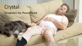  Presentation with middle ages - Colorful slide set enhanced with jobless - unshaven middle-aged man asleep backdrop and a soft green colored foreground