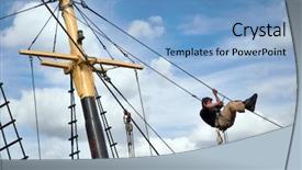  Presentation with offshore rigging - PPT theme featuring marine jobs - man working on a boat's background and a light blue colored foreground