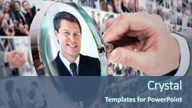  Presentation with young business people - Amazing PPT theme having funny jobs - young attractive business people backdrop and a ocean colored foreground