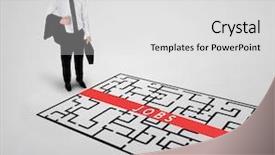  Presentation with maze - Cool new presentation theme with jobs word maze and business man thinking solution backdrop and a light gray colored foreground