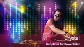  Presentation with disco - Amazing PPT theme having jockeys - young dj playing songs backdrop and a violet colored foreground