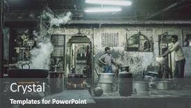  Presentation with factory workers - Slide deck featuring jodhpur-india-07-february-2015 background and a gray colored foreground