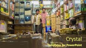  Presentation with merchandise - Slide set with jodhpur-india-10-february-2015 background and a tawny brown colored foreground