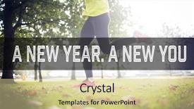  Presentation with new years - Cool new PPT layouts with jogging against motivational new year backdrop and a soft green colored foreground