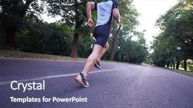  Presentation with professional tennis player athlete man - Presentation theme featuring jogging at morning on empty background and a violet colored foreground