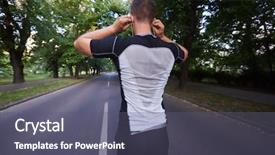  Presentation with athlete - Slide set featuring jogging at morning on empty background and a gray colored foreground