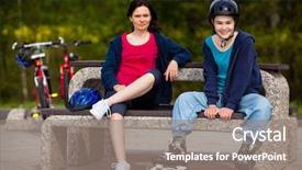  Presentation with family medical leave act - Amazing theme having jogging bike - active family - mother backdrop and a gray colored foreground