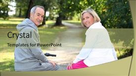  Presentation with married couple hearts - PPT layouts consisting of jogging bike - couple of cyclists background and a  colored foreground