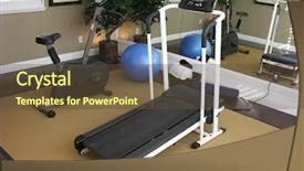  Presentation with movement exercise - Slides with jogging bike - exercise room inside a residential background and a  colored foreground