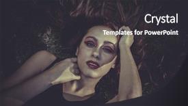  Presentation with black girl - Beautiful presentation design featuring jogging bike - natural redhead girl with black backdrop and a dark gray colored foreground