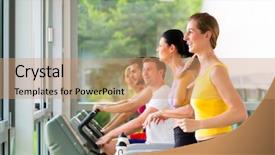  Presentation with running treadmill - Amazing presentation design having jogging bike - running on treadmill in gym backdrop and a  colored foreground