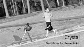  Presentation with trail running runner - Presentation theme enhanced with jogging bike - young boy running on park background and a  colored foreground