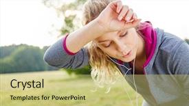  Presentation with breath - Amazing slide deck having jogging catching her breath backdrop and a yellow colored foreground