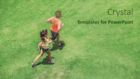  Presentation with cardio - Presentation theme with jogging-couple-athletes-runners-running background and a seafoam green colored foreground