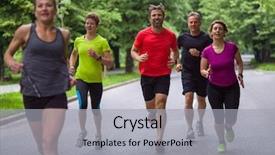  Presentation with team training - Audience pleasing slide set consisting of jogging in city park runner backdrop and a light gray colored foreground