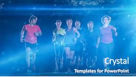  Presentation with park night city - PPT layouts consisting of jogging in city park runner background and a teal colored foreground