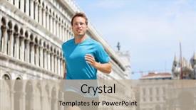  Presentation with venice - Beautiful PPT theme featuring jogging in venice male sport backdrop and a  colored foreground