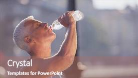  Presentation with fresh man chemistry - Presentation featuring jogging man drinking fresh water background and a coral colored foreground
