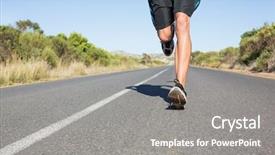 Presentation with road - Amazing PPT theme having jogging on the open road backdrop and a gray colored foreground