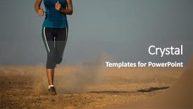  Presentation with desert - Colorful presentation theme enhanced with jogging sunset - young lady running backdrop and a gray colored foreground