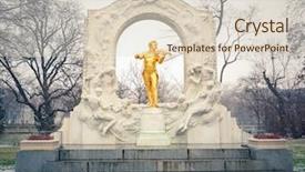  Presentation with vienna - Slide deck with johann strauss in vienna background and a  colored foreground