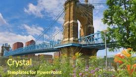 Presentation with kentucky - Colorful PPT theme enhanced with john a roebling bridge was backdrop and a tawny brown colored foreground