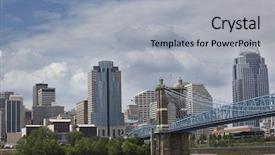  Presentation with kentucky - PPT theme featuring cincinnati riverfront shot from kentucky background and a light gray colored foreground