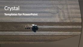  Presentation with tractor - Amazing PPT layouts having john deere - harrowing field with tractor backdrop and a gray colored foreground
