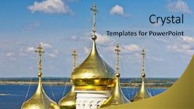  Presentation with russia - Colorful presentation theme enhanced with john the baptist church nizhny backdrop and a teal colored foreground