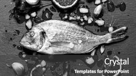  Presentation with fish - Audience pleasing PPT layouts consisting of john wooden - fresh fish orata backdrop and a dark gray colored foreground