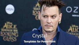  Presentation with theater - Presentation theme enhanced with johnny-depp-at-the-los background and a navy blue colored foreground