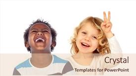  Presentation with children doing kids gym - PPT theme consisting of joie - couple of children doing jokes background and a lemonade colored foreground