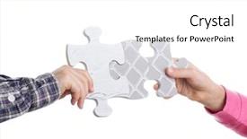  Presentation with connecting the dots - Beautiful PPT layouts featuring join hands - connecting the jigsaw puzzle backdrop and a white colored foreground