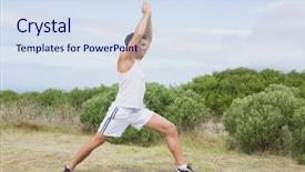  Presentation with one young man exercising handball - Amazing theme having join hands plant - side view of a young backdrop and a  colored foreground