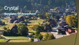  Presentation with traditional mode old vespa scooter - Cool new slide deck with join hands plant - traditional shirakawago old village backdrop and a  colored foreground