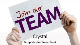  Presentation with human resources - Cool new presentation theme with human resources strategic - join our team placard isolated backdrop and a white colored foreground