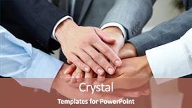 Presentation with people - Slides featuring join team - business people hands on top background and a coral colored foreground