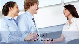  Presentation with patent license agreement licensing business - Beautiful PPT theme featuring join team - image of business partners making backdrop and a light blue colored foreground