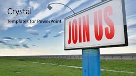  Presentation with membership - Audience pleasing presentation theme consisting of join us now road sign backdrop and a light blue colored foreground